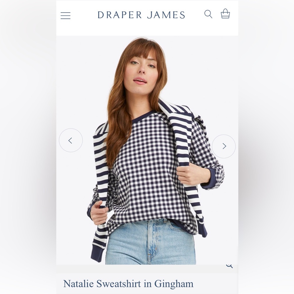 Draper James Natalie Sweatshirt in Gingham. Worn about 3x. 65 retail